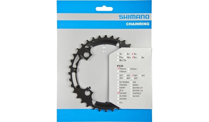 SHIMANO Kettenblatt 9f. Deore 36 Zähne FC-M590/591 schwarz